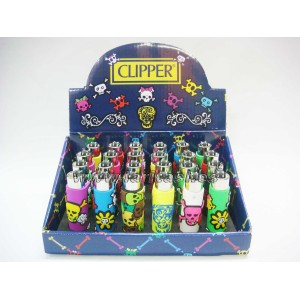 Isqueiro Clipper capa silicone Calaveritas - rosa